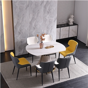 Sintered Stone Top Round Dining Room Furniture Dining Table