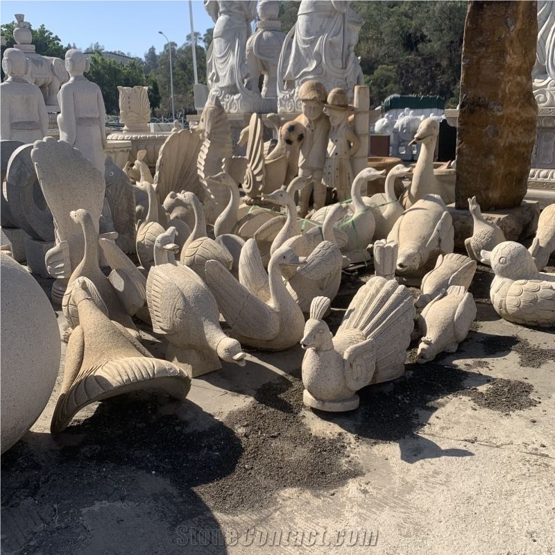 Art Handmade Natural Stone Animal Statue For Garden Decor