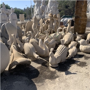 Art Handmade Natural Stone Animal Statue For Garden Decor