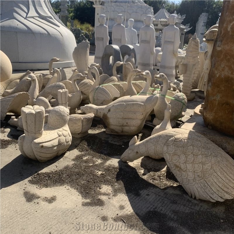 Art Handmade Natural Stone Animal Statue For Garden Decor