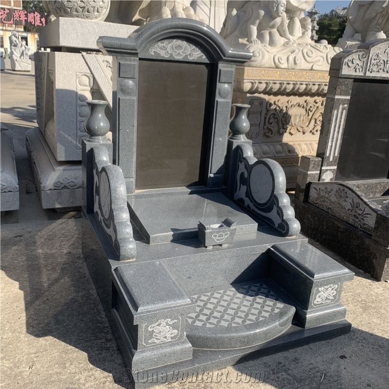 Custom Made G654 Granite Asian Gravestone, Japanese Headstone