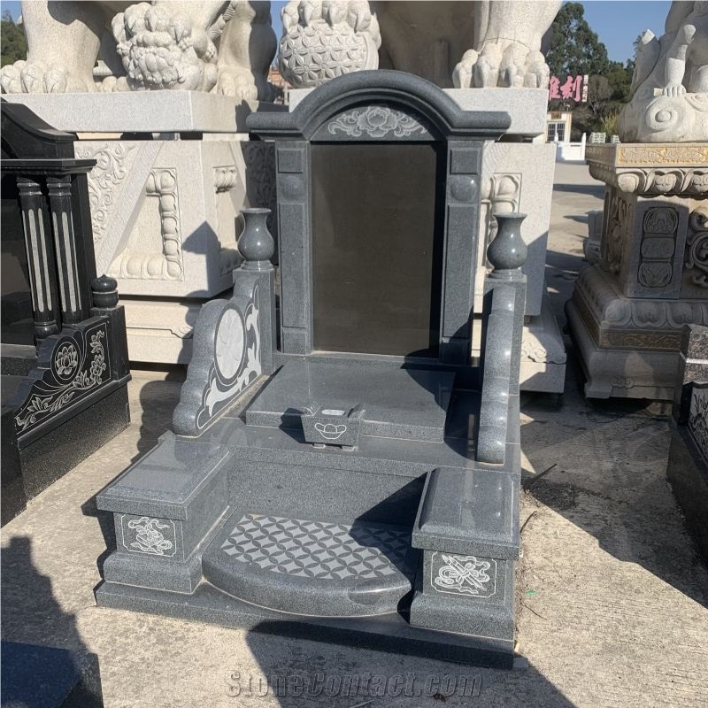 Custom Made G654 Granite Asian Gravestone, Japanese Headstone
