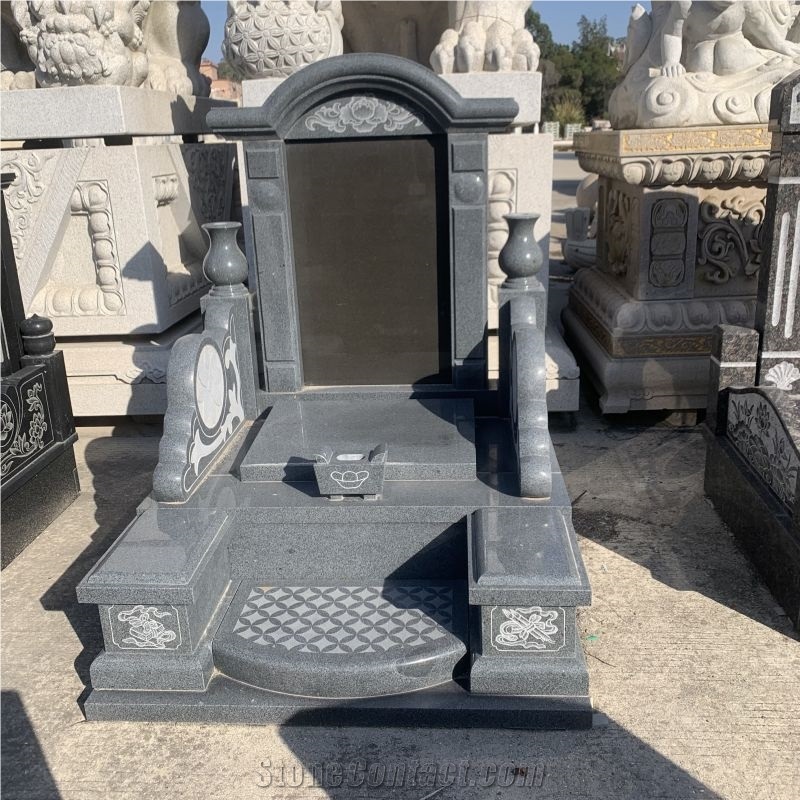 Custom Made G654 Granite Asian Gravestone, Japanese Headstone