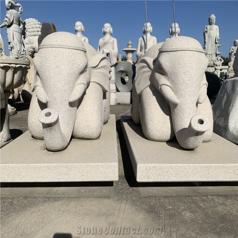 Custom Natural Stone Animal Statue Elephant Sculpture