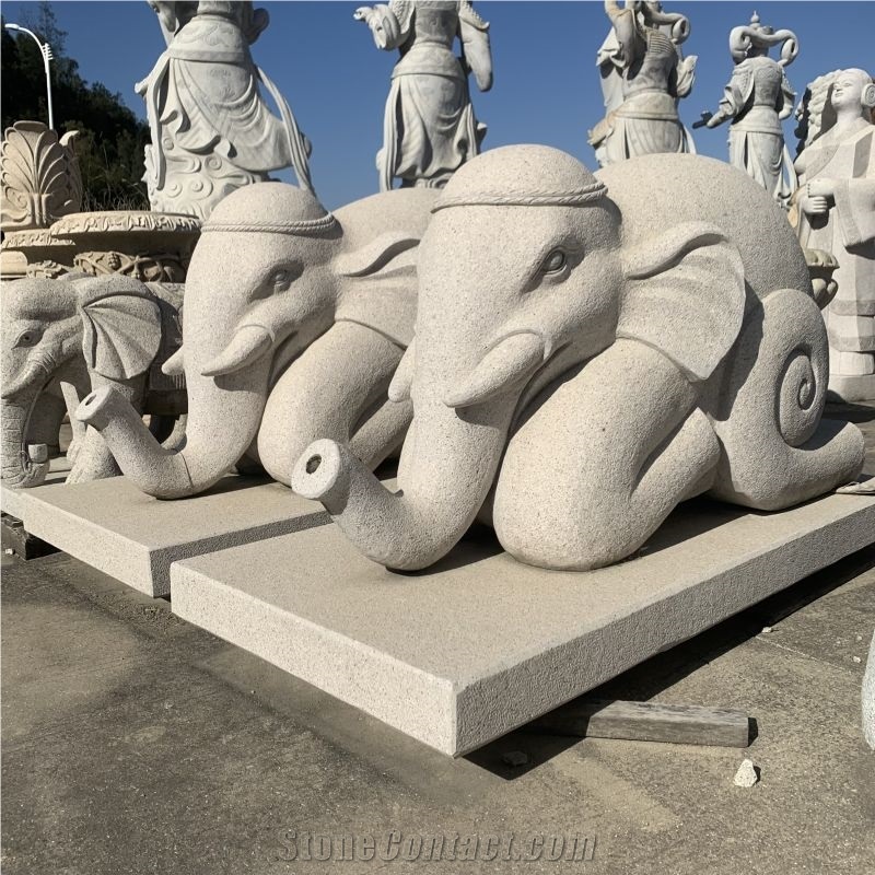 Custom Natural Stone Animal Statue Elephant Sculpture