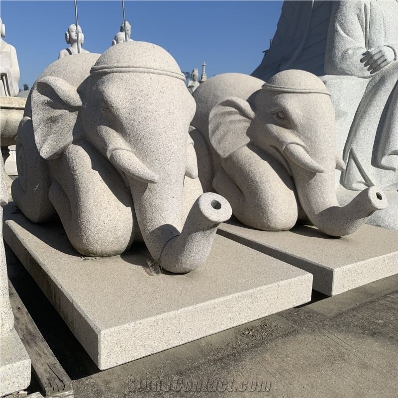 Custom Natural Stone Animal Statue Elephant Sculpture