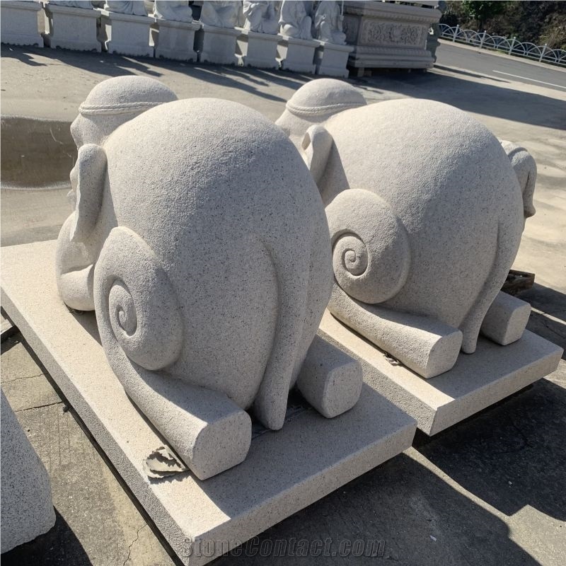Custom Natural Stone Animal Statue Elephant Sculpture