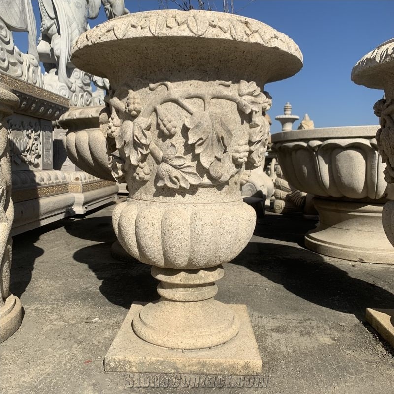 Customized Design Garden Large Size Granite Flowerpot