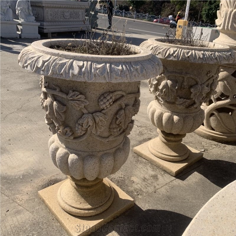 Customized Design Garden Large Size Granite Flowerpot