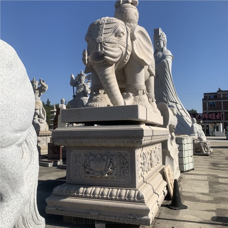 Customized Marble Animal Elephant Sculpture Natural Statue
