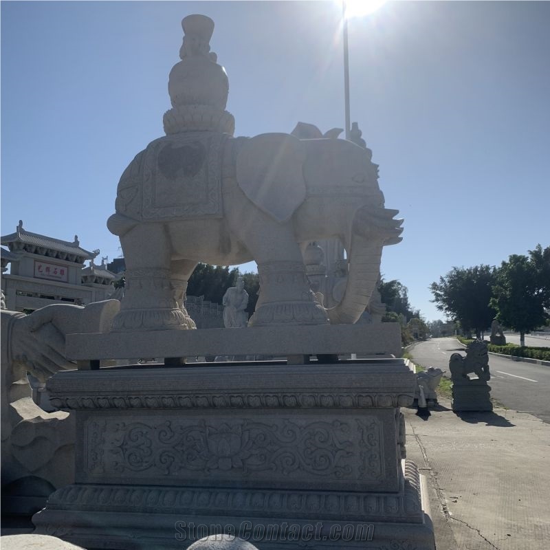 Customized Marble Animal Elephant Sculpture Natural Statue