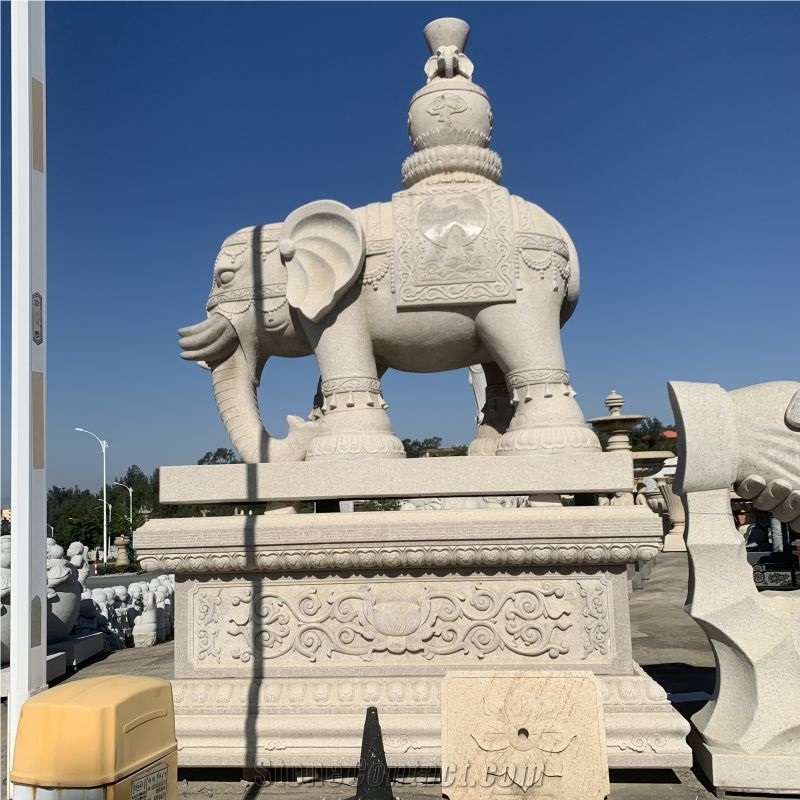 Customized Marble Animal Elephant Sculpture Natural Statue