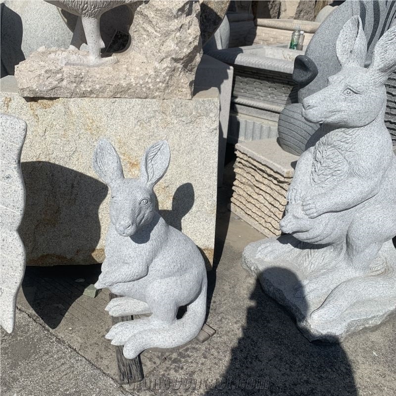 Hand Carved Stone Rabbit Statues Granite Animal Sculptures