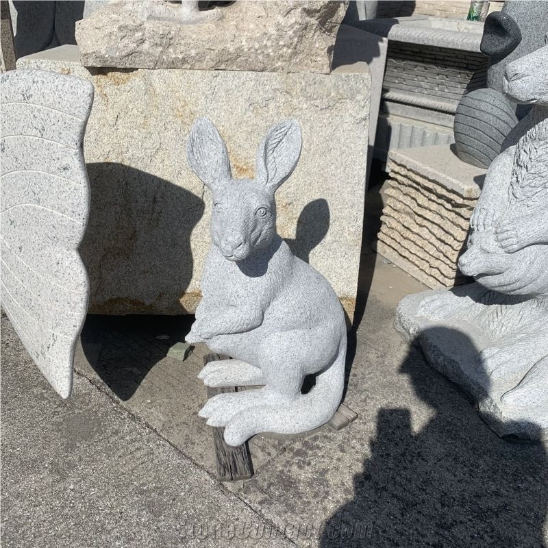 Hand Carved Stone Rabbit Statues Granite Animal Sculptures
