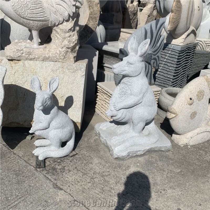 Hand Carved Stone Rabbit Statues Granite Animal Sculptures