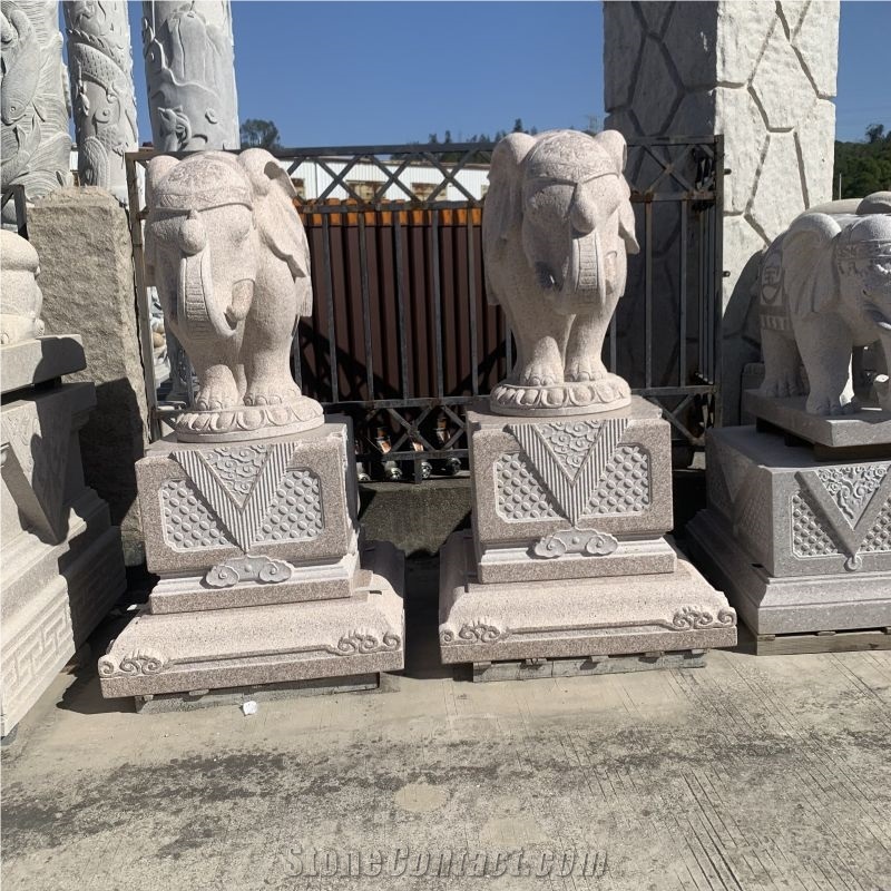 Hand Carving Garden Stone Sculpture Granite Elephant Statues
