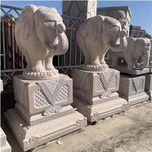 Hand Carving Garden Stone Sculpture Granite Elephant Statues