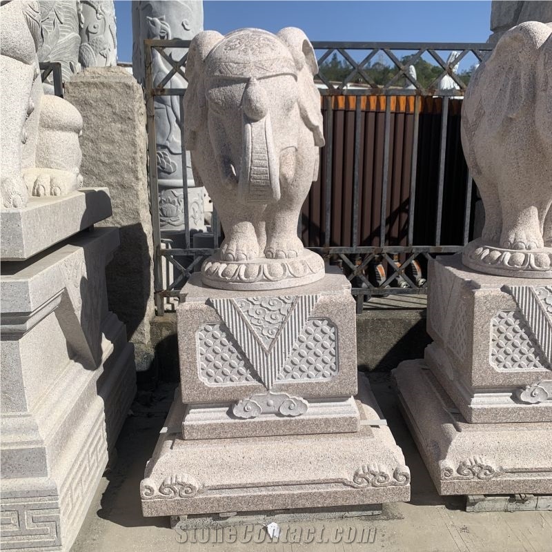 Hand Carving Garden Stone Sculpture Granite Elephant Statues