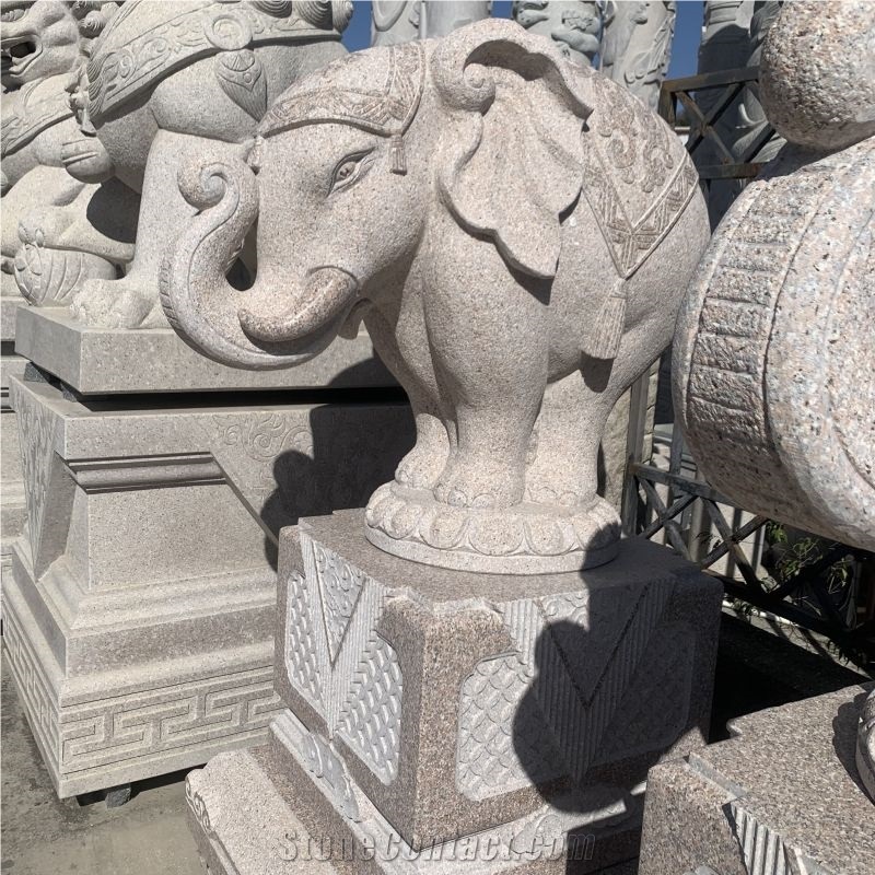 Hand Carving Garden Stone Sculpture Granite Elephant Statues
