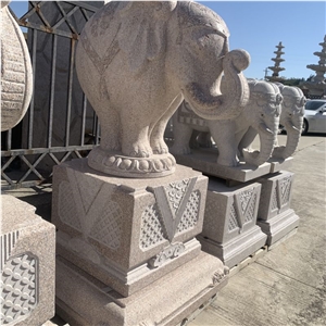 Hand Carving Garden Stone Sculpture Granite Elephant Statues