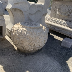 Hand Carving Petals Natural Stone Chinese Column Base