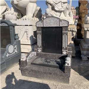 Mongolia Black Granite Asian Tombstones & Monuments For Graveyard