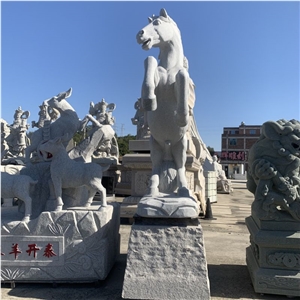 Natural Granite Horse Statue Stone Sculpture Outdoor Decor