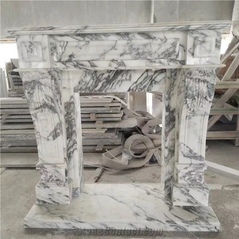 Arabescato Venato Marble Modern Design Indoor Fireplace Mantel