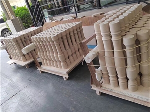 Beige Limestone Balustrades Moca Cream Stair Baluster Plinth
