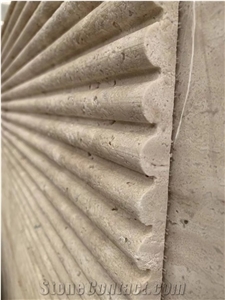 Beige Travertine Slabs Fluted Beige Classic Travertine CNC Wall Panels