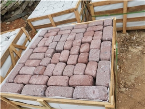 Gray Granite Tumbled G603 Stone Cobble Pavers For Walkway