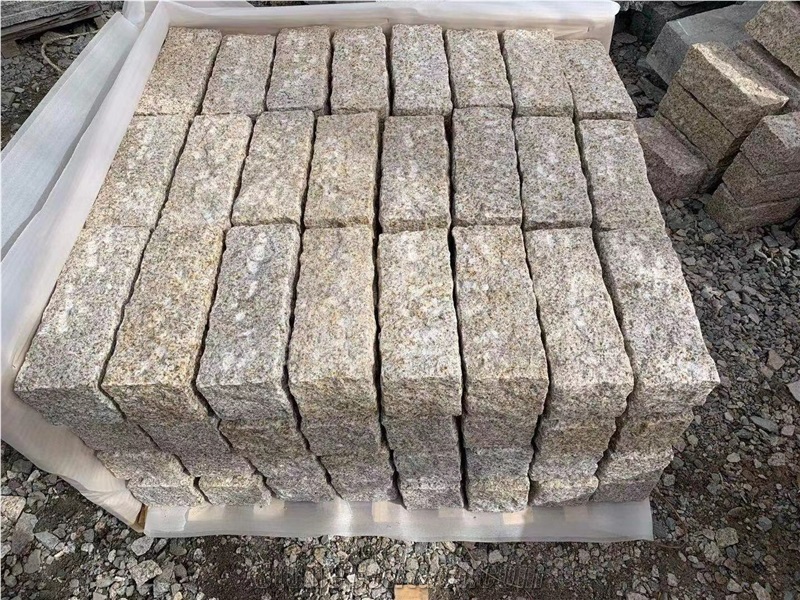 Gray Granite Tumbled G603 Stone Cobble Pavers For Walkway
