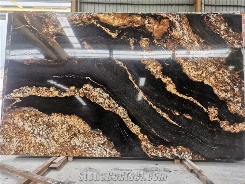 Luxury Gold Granite Slabs Taurus Black Granite For Kitchen