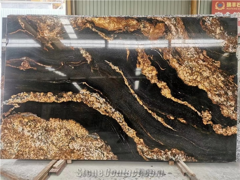 Luxury Gold Granite Slabs Taurus Black Granite For Kitchen