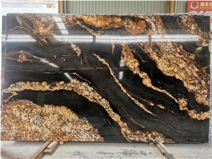 Luxury Gold Granite Slabs Taurus Black Granite For Kitchen