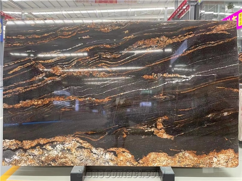 Luxury Gold Granite Slabs Taurus Black Granite For Kitchen