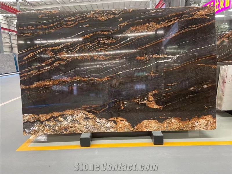 Luxury Gold Granite Slabs Taurus Black Granite For Kitchen