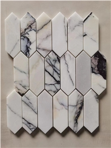 Marble Chevron Mosaic Tiles Milas Lilac Kitchen Backsplash