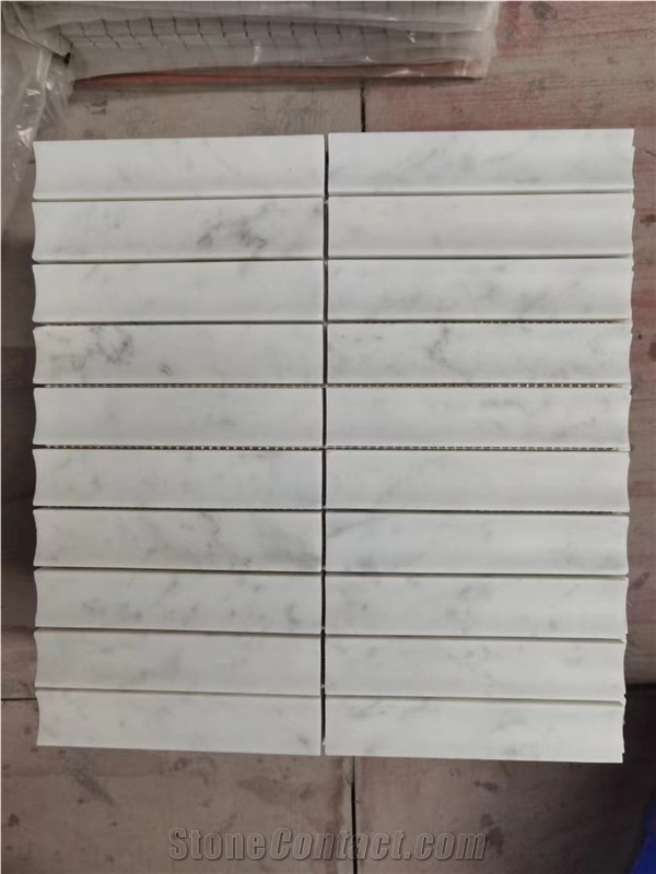 Marble Linear Strips Mosaic Tile Statuario Backsplash Mosaic