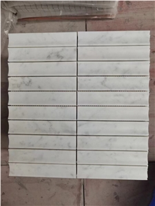 Marble Linear Strips Mosaic Tile Statuario Backsplash Mosaic