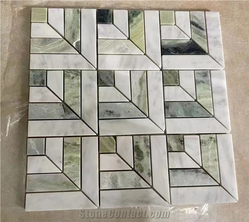 Marble Linear Strips Mosaic Tile Statuario Backsplash Mosaic