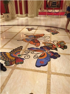 Marble Marquina 3D Mosaic Medallions For Lobby Floor Pattern