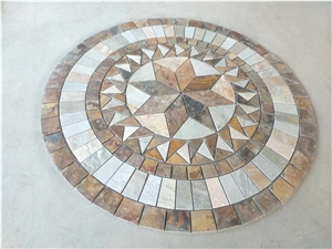 Marble Marquina 3D Mosaic Medallions For Lobby Floor Pattern