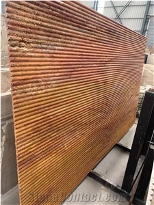 Red Travertine Slabs Fluted Persian Red Travertine 3D Wall Decor Panels