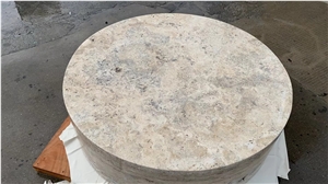 Solid Travertine Plinth Round Coffee Table Stone Furniture Solid Travertine Plinth Round Coffee Table Stone Furniture