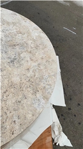 Solid Travertine Plinth Round Coffee Table Stone Furniture