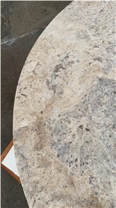 Solid Travertine Plinth Round Coffee Table Stone Furniture