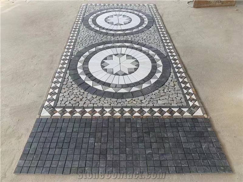Tumbled Stone Slate Mosaic Outdoor Floor Carpet Medallions