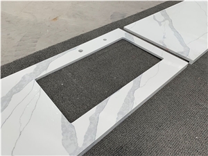 Artificial Calacatta Quartz Bathroom Countertops