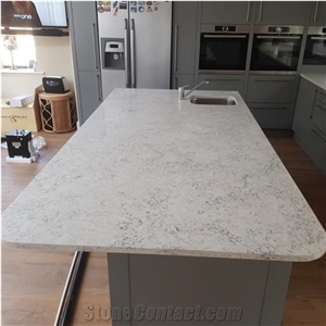 Calacatta White Quartz Kitchen Countertop Bar Top